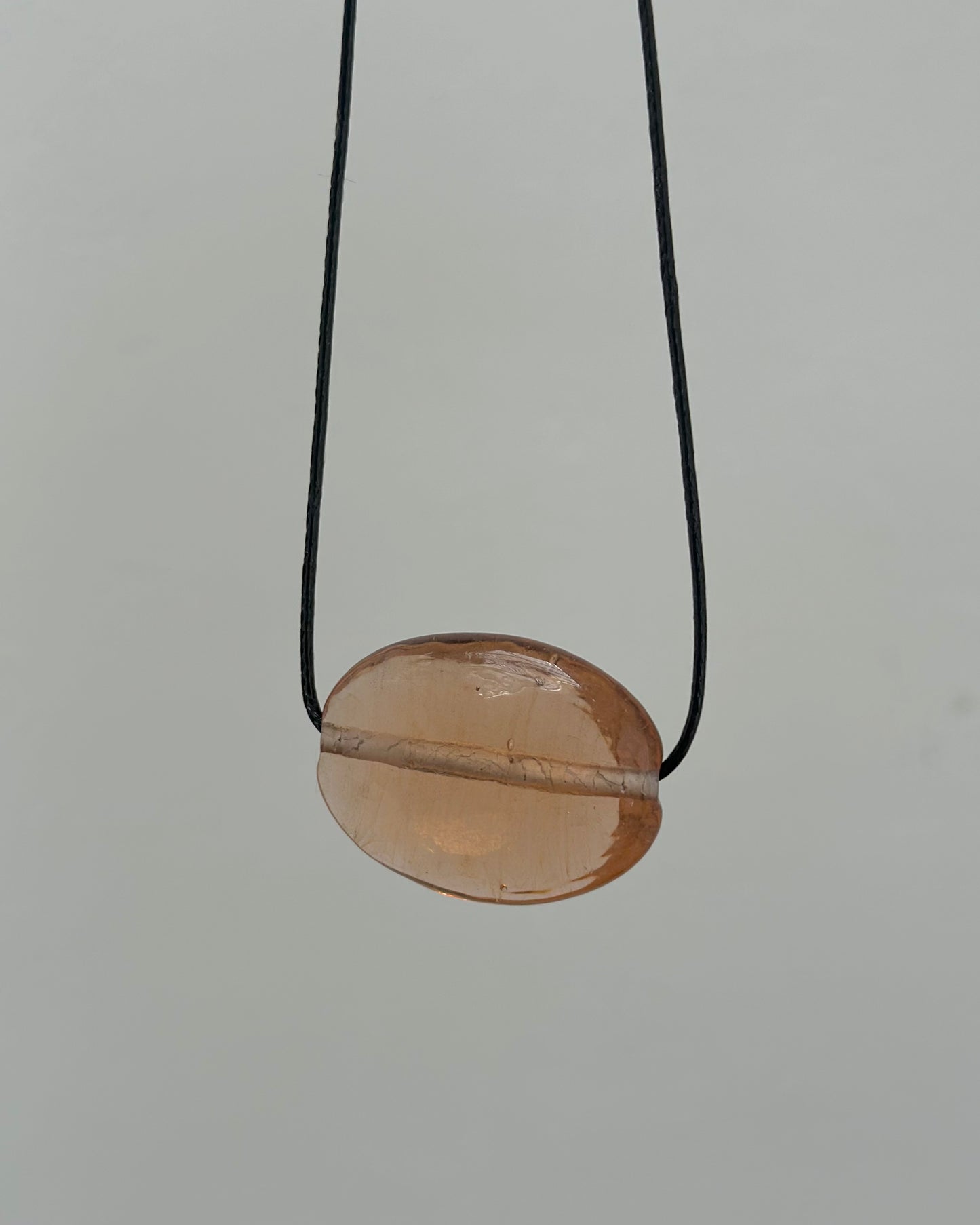 CLEAR PEACH GLASS OVAL NECKLACE