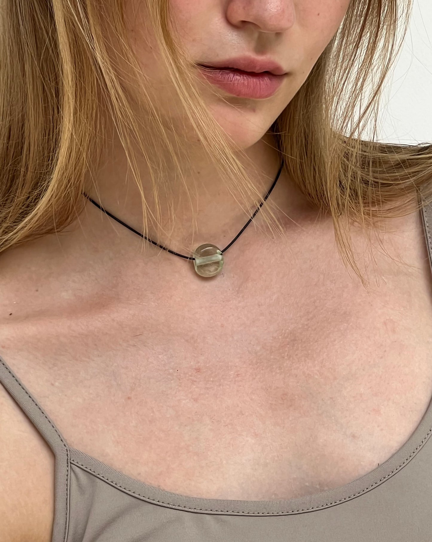 TINY CLEAR GLASS CIRCLE NECKLACE