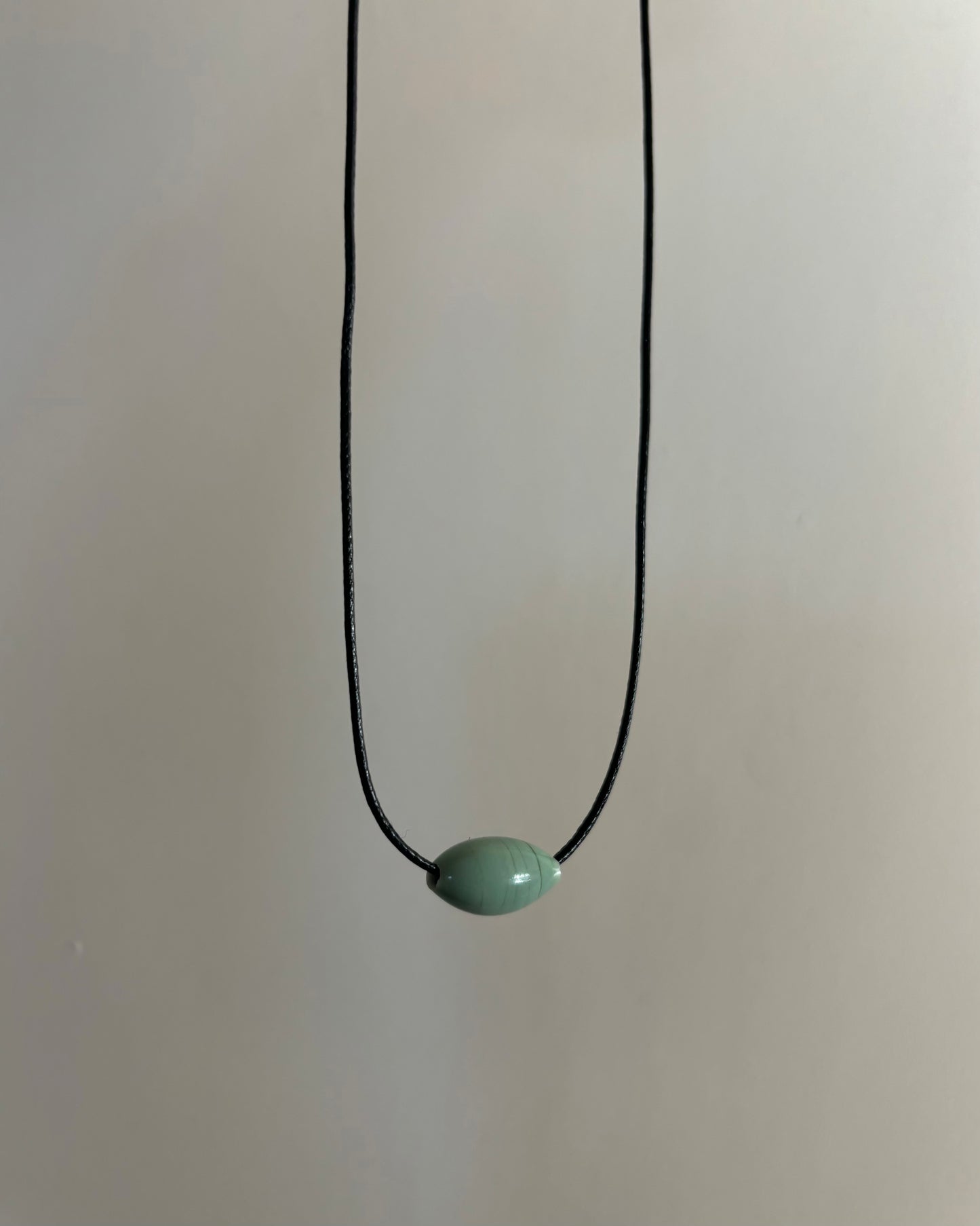 TINY SAGE GLASS BEAN NECKLACE