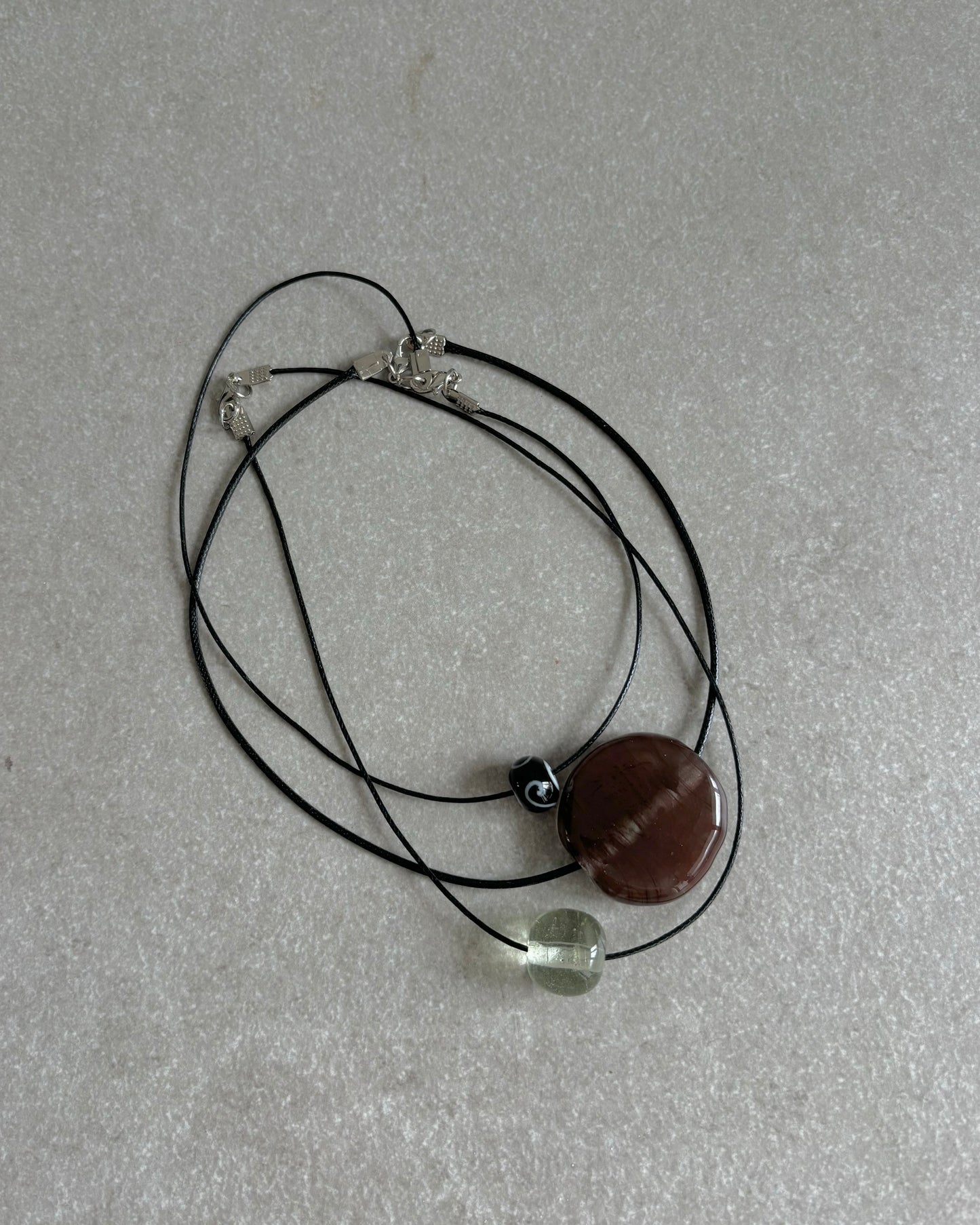 TINY WHITE / BLACK PAINTED GLASS SPHERE NECKLACE