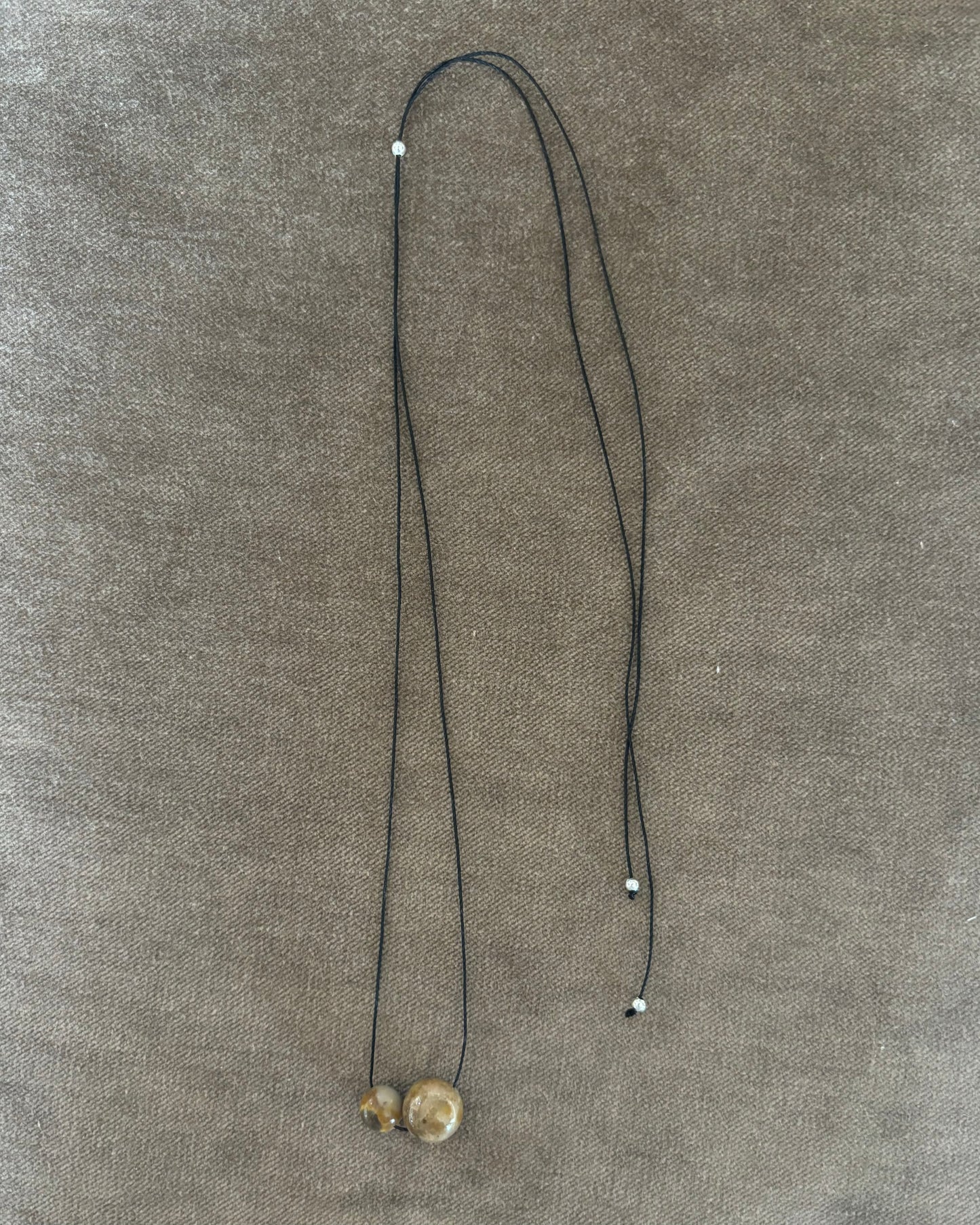 GREY / AMBER CHRYSANTHEMUM DOUBLE SPHERE NECKLACE 03