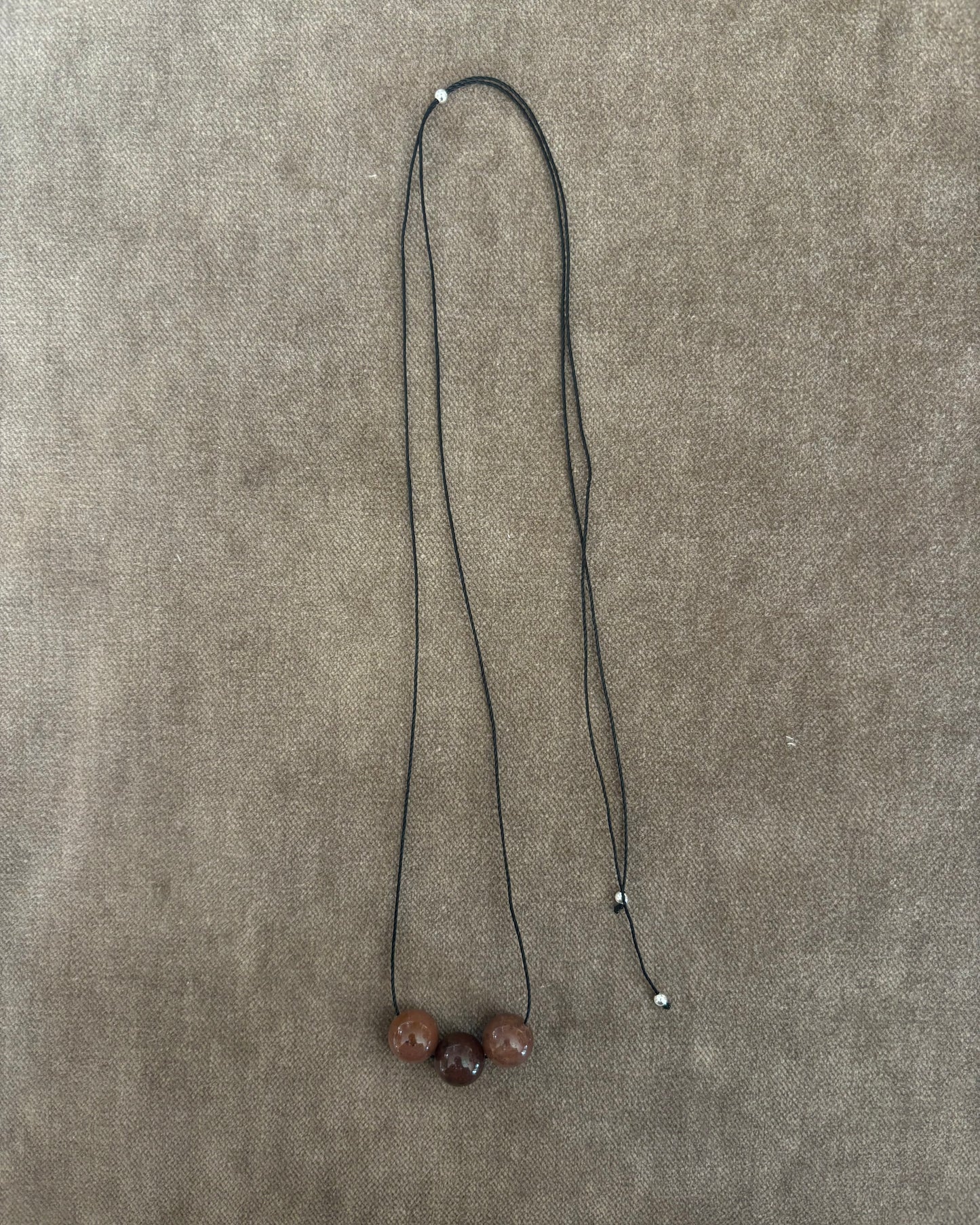 BROWN CHALCEDONY TRIPLE SPHERE NECKLACE 01