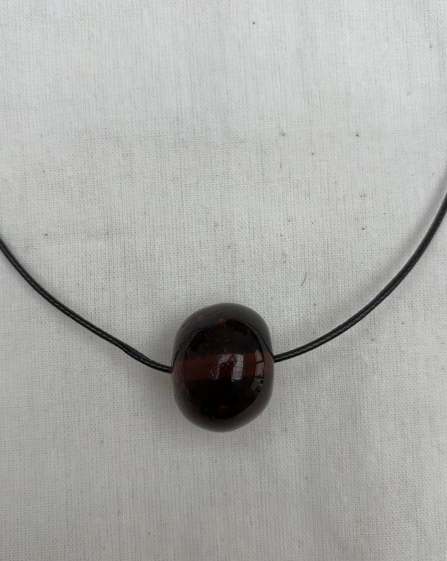 LARGE CLEAR BROWN GLASS SPHERE NECKLACE
