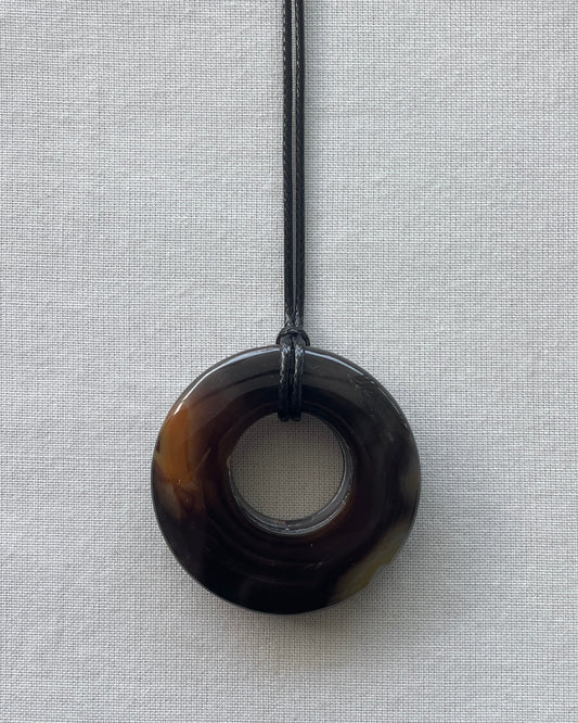 BLACK / BROWN AGATE HOOP NECKLACE 03