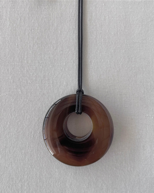 BROWN AGATE HOOP NECKLACE 14