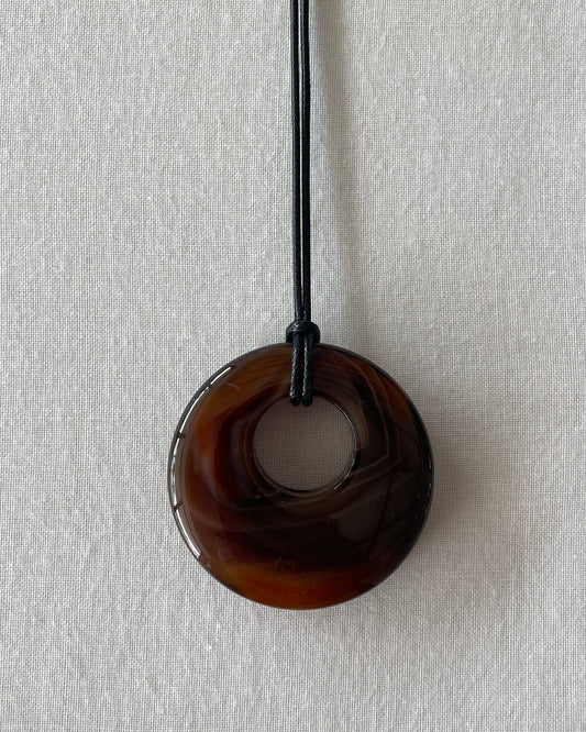 BROWN AGATE HOOP NECKLACE 07