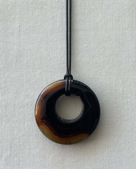 BLACK / BROWN AGATE HOOP NECKLACE 04