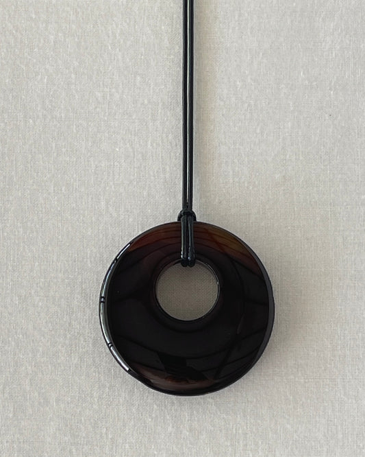 DARK BROWN AGATE HOOP NECKLACE 04