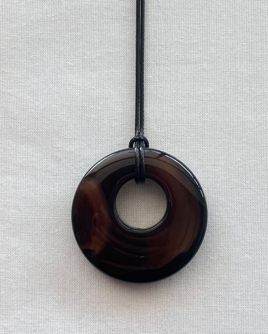 BLACK / BROWN AGATE HOOP NECKLACE 01