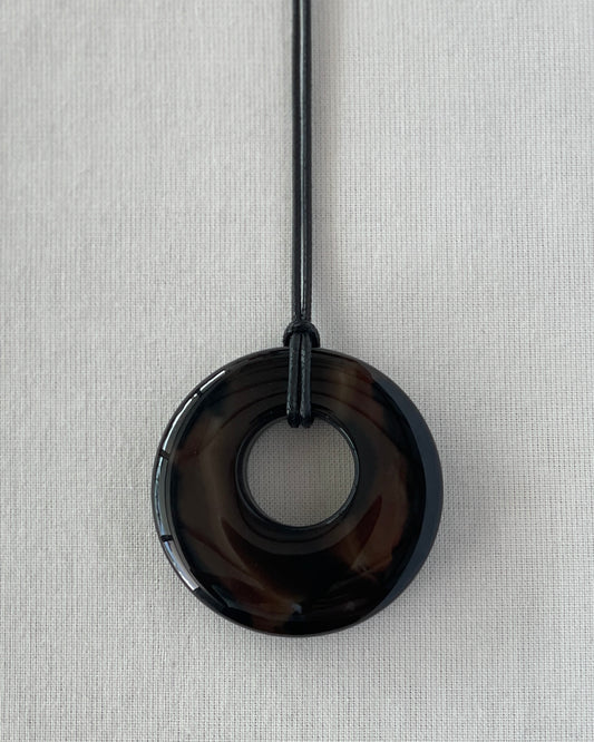 DARK BROWN AGATE HOOP NECKLACE 04