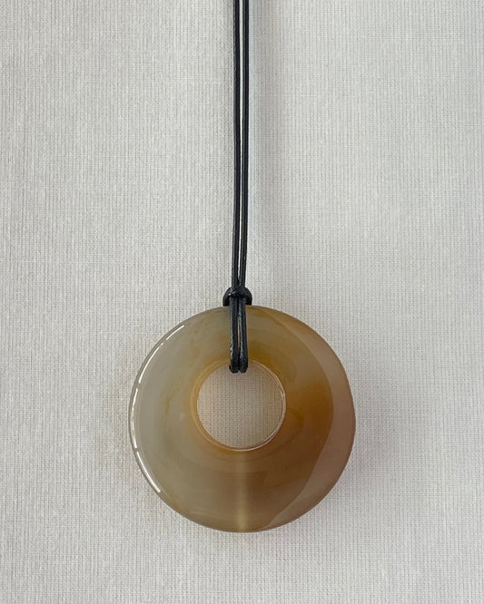 AMBER / GREY AGATE HOOP NECKLACE 04