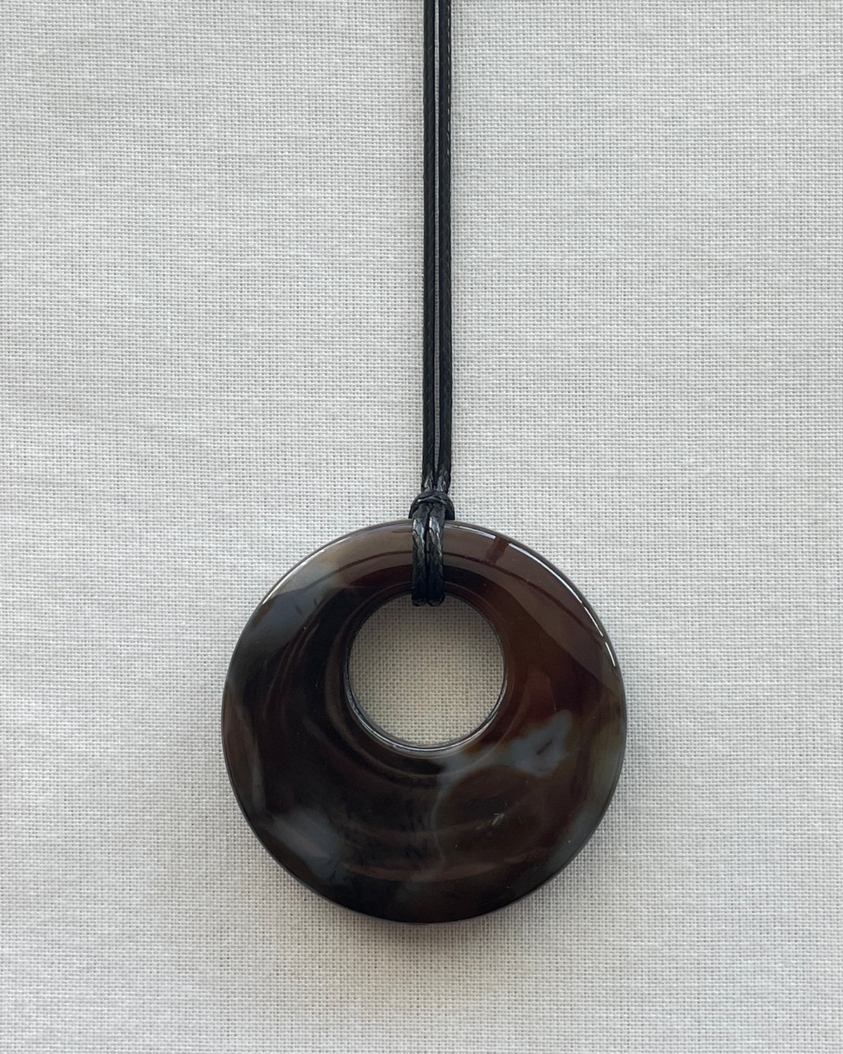 BLACK / BROWN AGATE HOOP NECKLACE 03