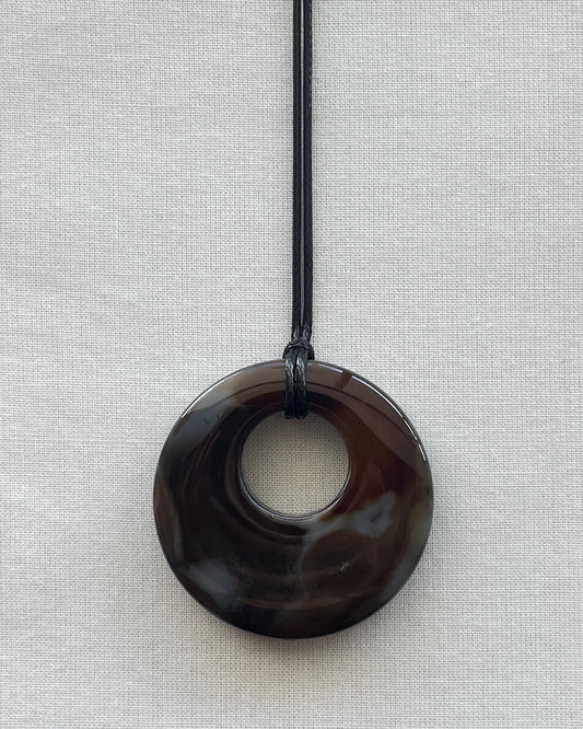 BLACK / BROWN AGATE HOOP NECKLACE 03