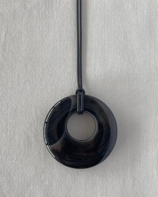 BLACK / BROWN AGATE HOOP NECKLACE 03