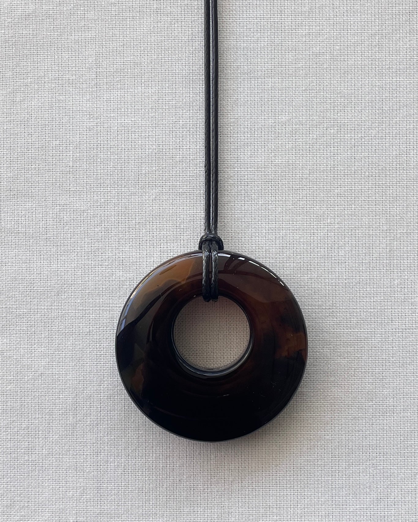 BLACK / BROWN AGATE HOOP NECKLACE 05