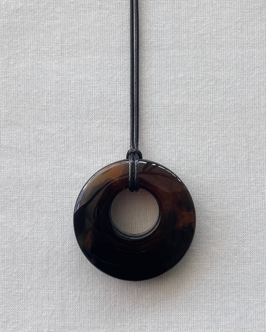 BLACK / BROWN AGATE HOOP NECKLACE 05