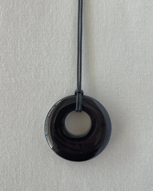 DARK BROWN AGATE HOOP NECKLACE 05