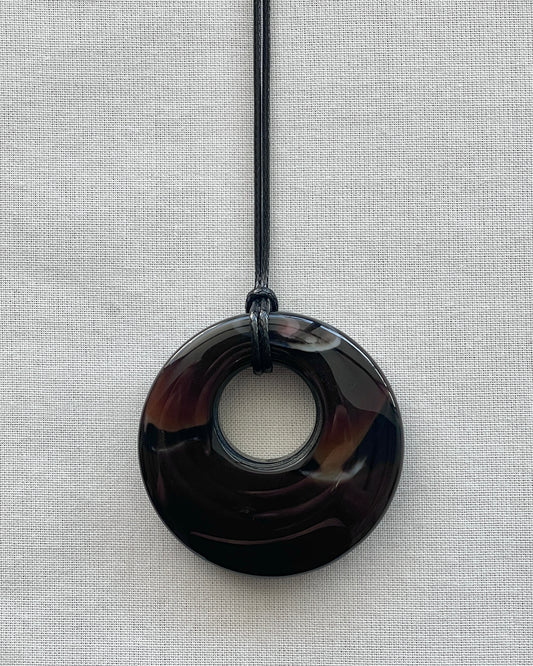 BLACK / BROWN AGATE HOOP NECKLACE 04