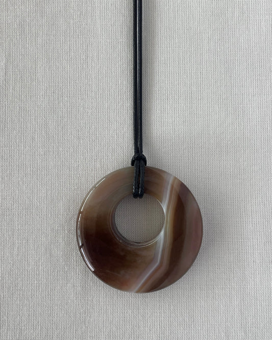 BROWN AGATE HOOP NECKLACE 03