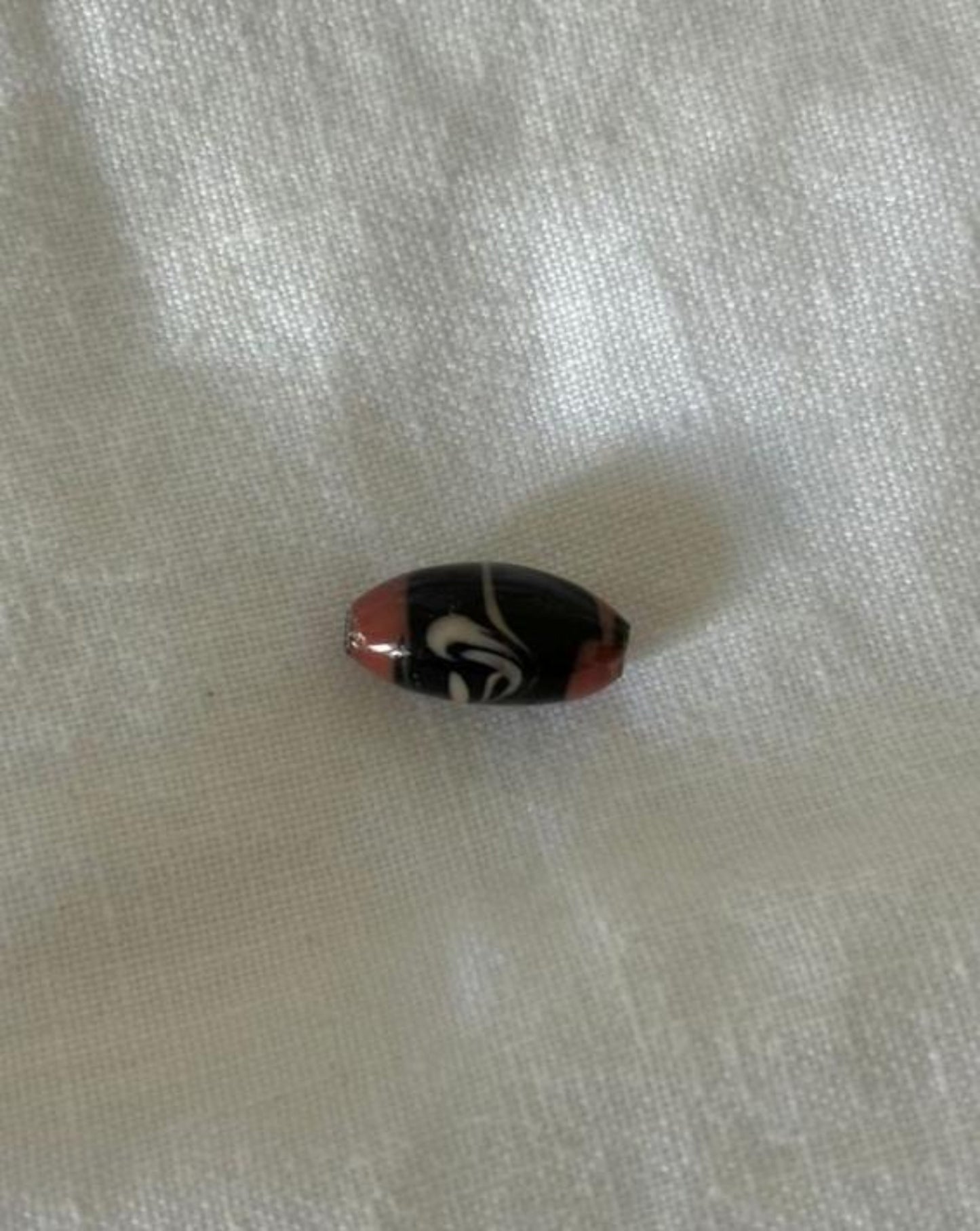 TINY RED / BLACK PAINTED GLASS BEAN NECKLACE