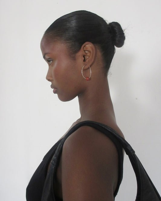 SMALL RED JASPER SPHERE HOOP EARRINGS 01