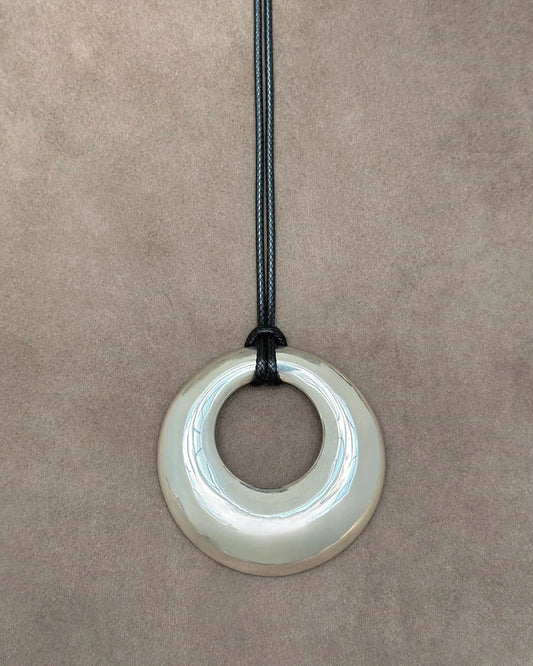 SILVER HOOP CORD NECKLACE