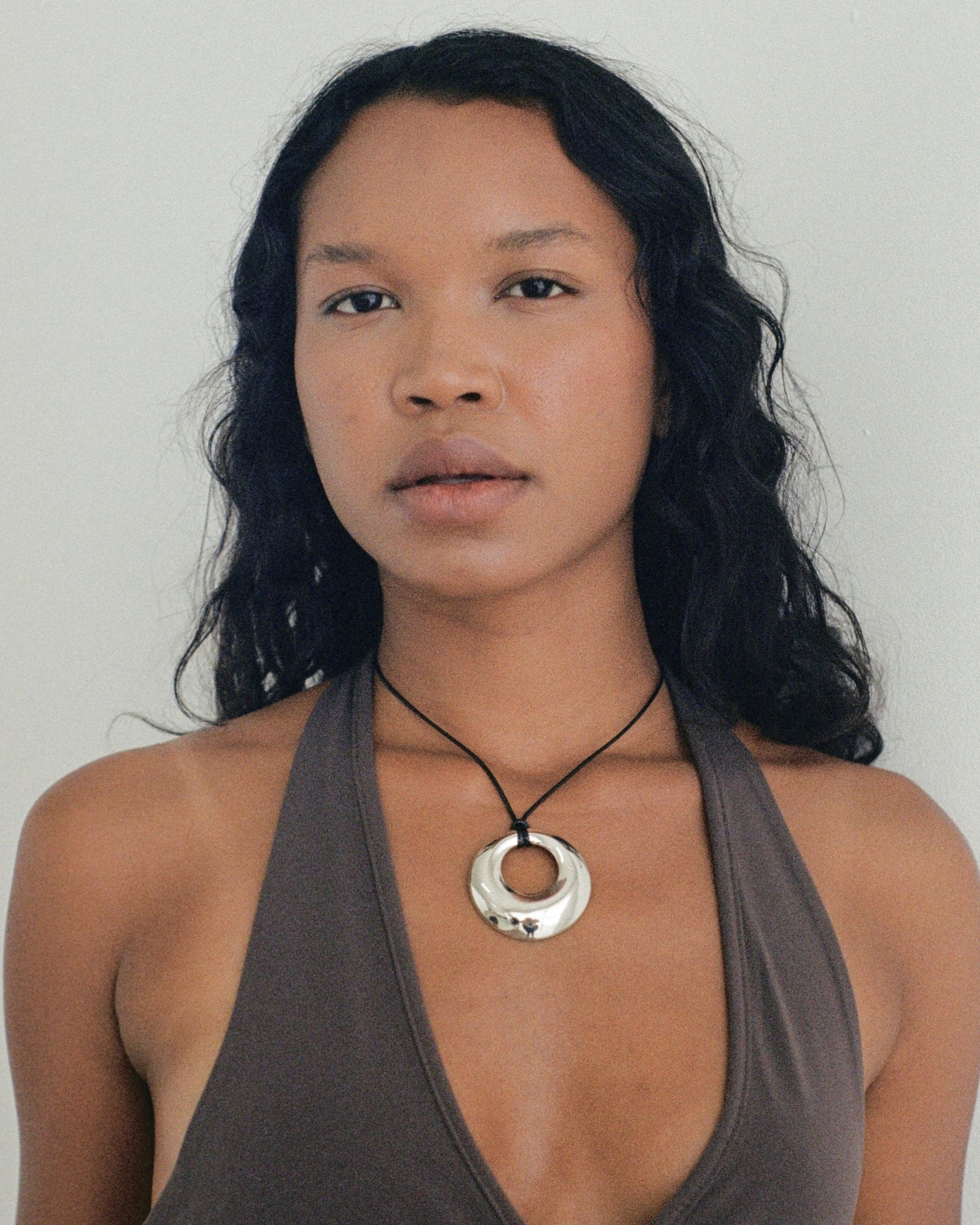 SILVER HOOP CORD NECKLACE