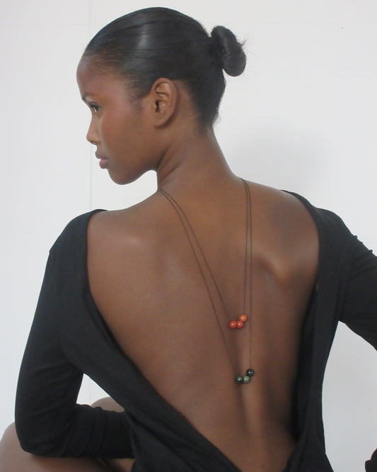 GREEN KAMBABA TRIPLE SPHERE NECKLACE 01