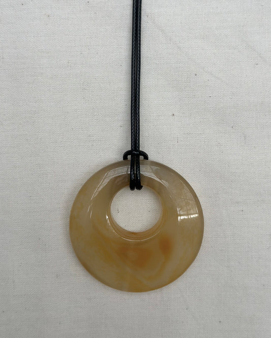 AMBER / GREY AGATE HOOP NECKLACE 05