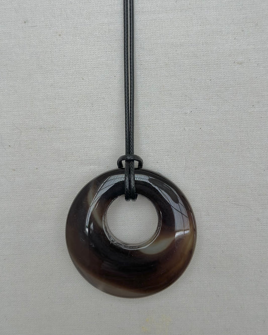 BROWN / AMBER AGATE HOOP NECKLACE 02
