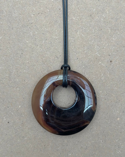 BLACK / BROWN AGATE HOOP NECKLACE 04