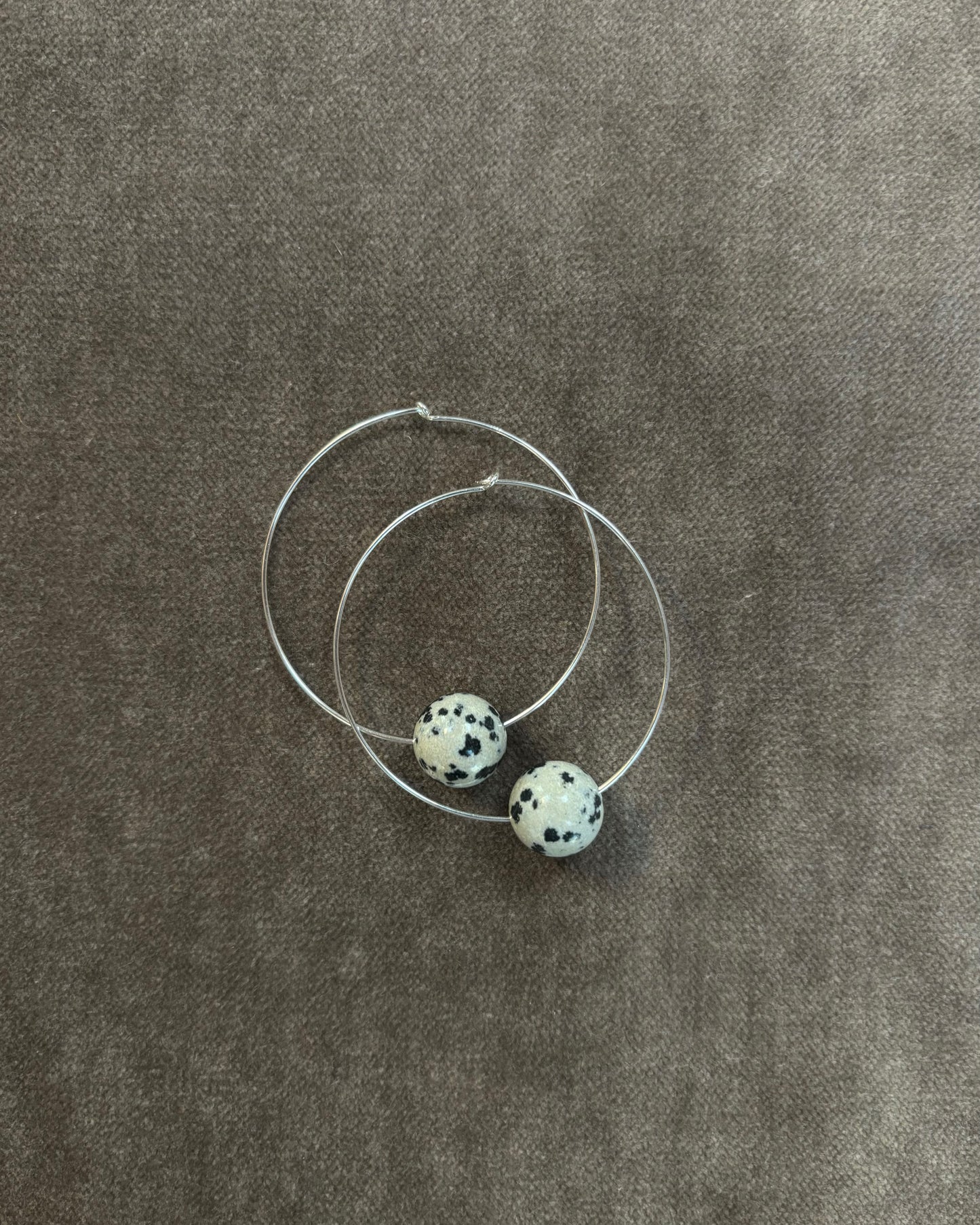 DALMATIAN JASPER SPHERE HOOP EARRINGS 01