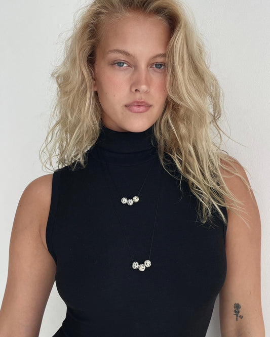 DALMATION JASPER TRIPLE SPHERE NECKLACE 01