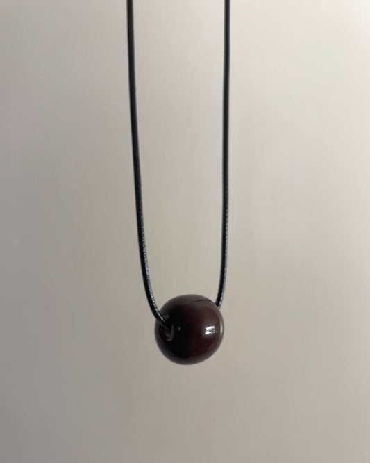 BROWN GLASS SPHERE LONG CORD NECKLACE