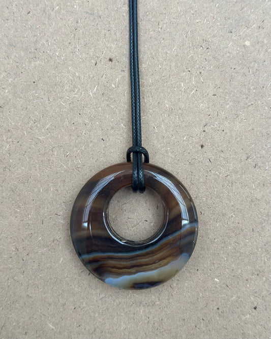 BLACK / BROWN AGATE HOOP NECKLACE 05