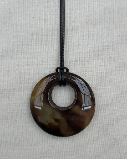 BROWN AGATE HOOP NECKLACE 05