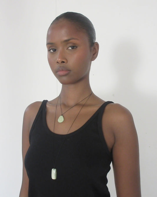 GREEN SERPENTINE RECTANGLE NECKLACE O1