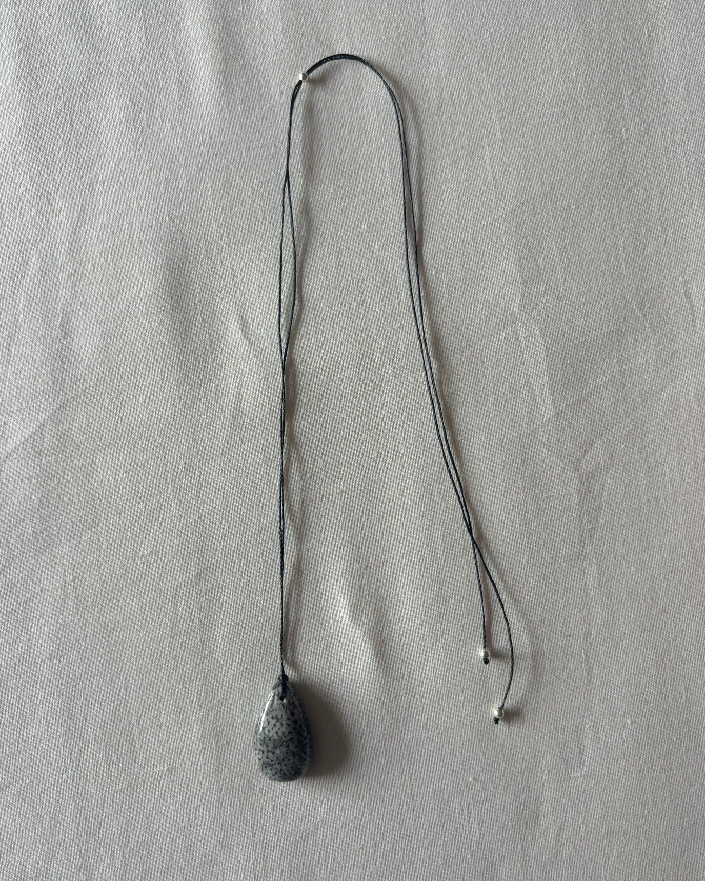GREY FOSSIL CORAL TEARDROP NECKLACE 01