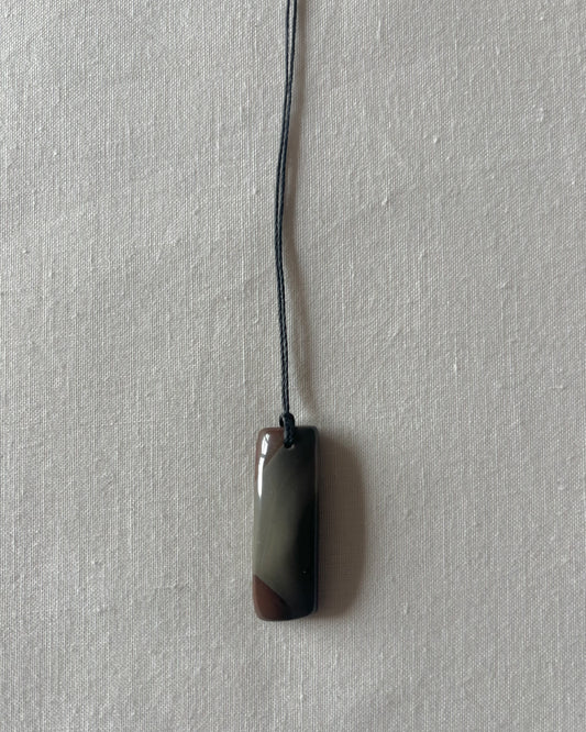 GREEN / BROWN JASPER RECTANGLE NECKLACE 01