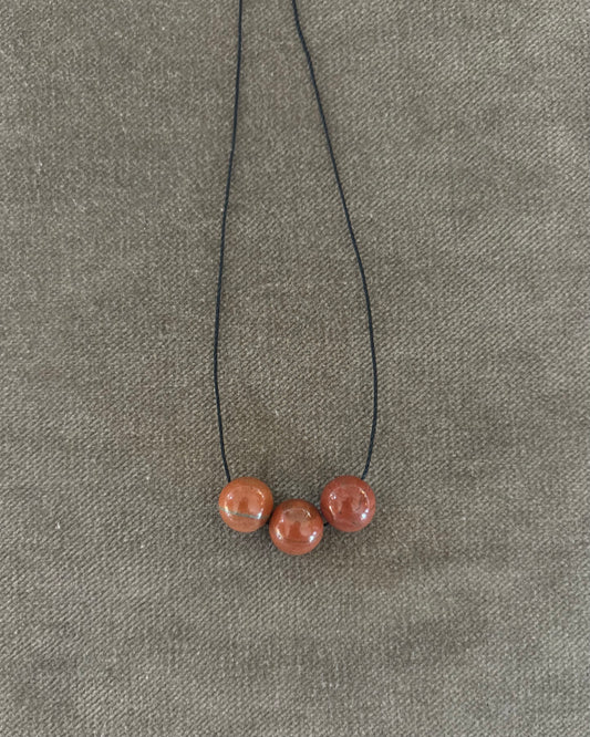 RED JASPER TRIPLE SPHERE NECKLACE 02