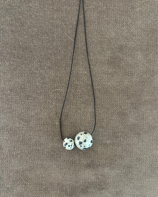 DALMATIAN JASPER DOUBLE SPHERE NECKLACE 01
