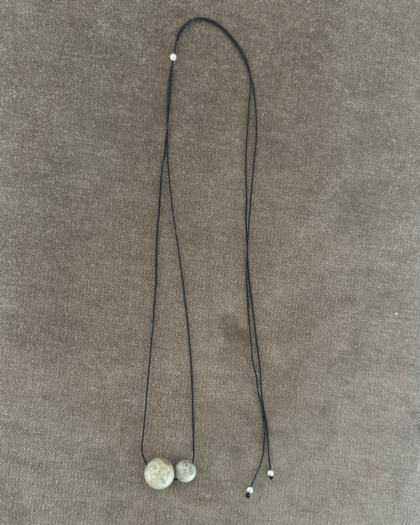 GREY CHRYSANTHEMUM DOUBLE SPHERE NECKLACE 06