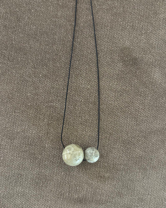 GREY CHRYSANTHEMUM DOUBLE SPHERE NECKLACE 06
