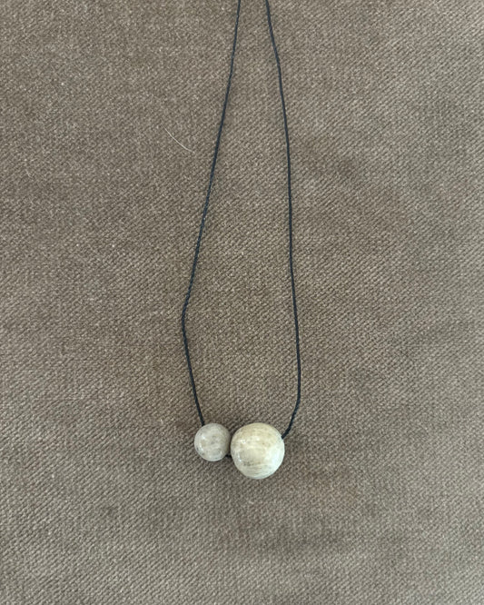 GREY CHRYSANTHEMUM DOUBLE SPHERE NECKLACE 05