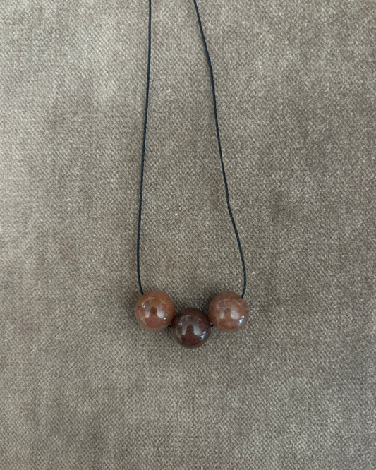 BROWN CHALCEDONY TRIPLE SPHERE NECKLACE 01