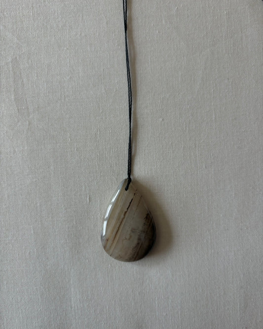 GREY / BROWN AGATE TEARDROP NECKLACE 02