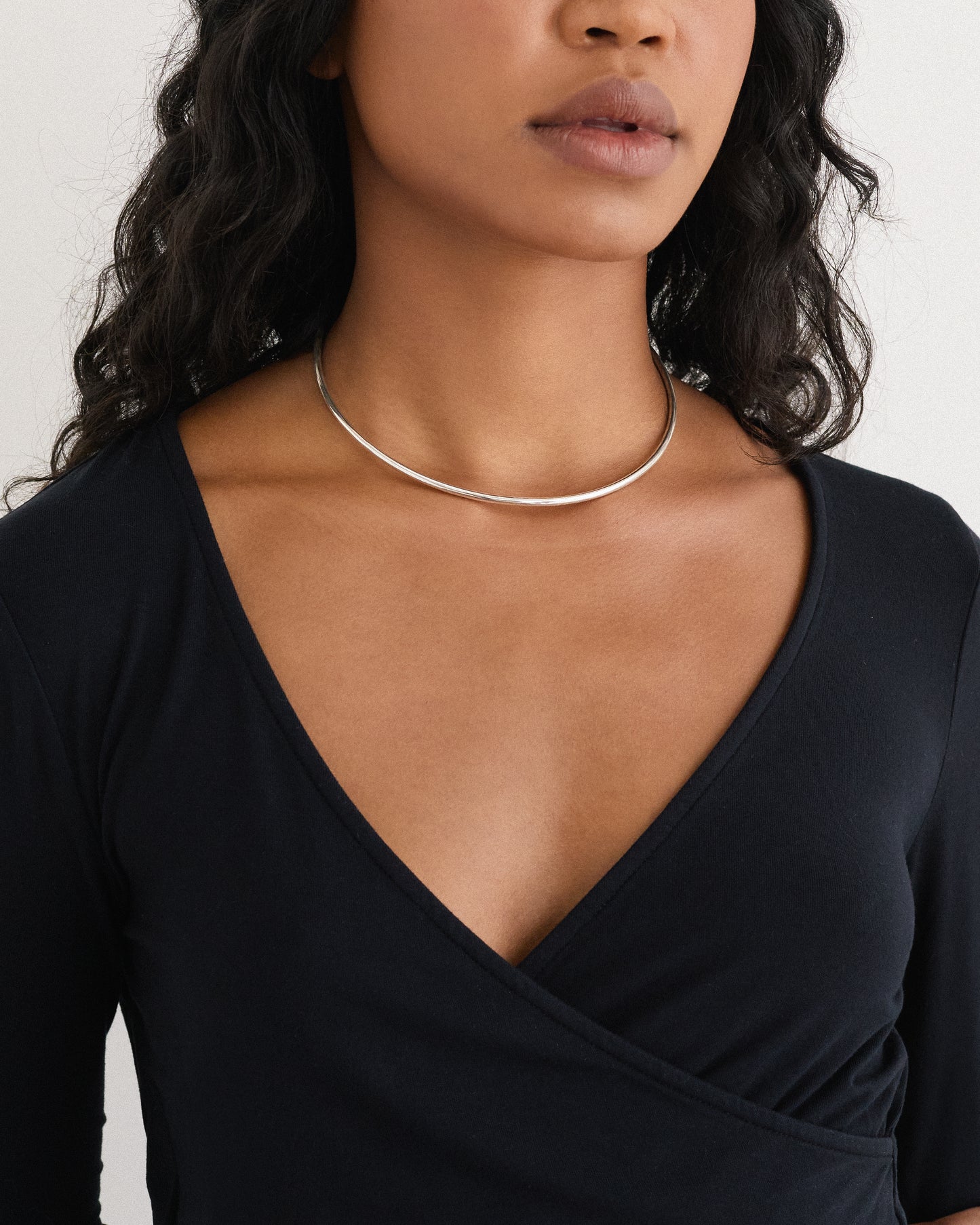 SILVER COLLAR CHOKER NECKLACE