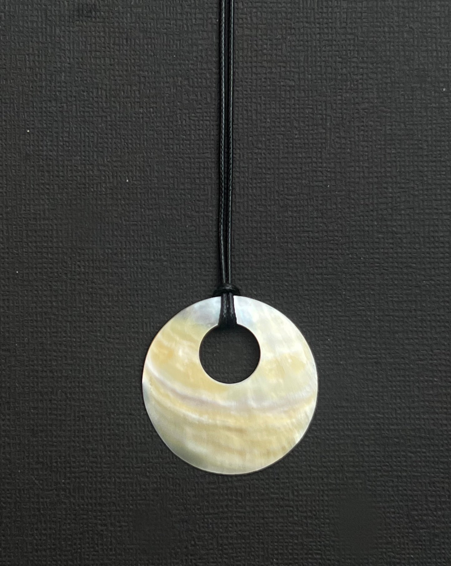 SMALL WARM MOTHER OF PEARL HOOP NECKLACE