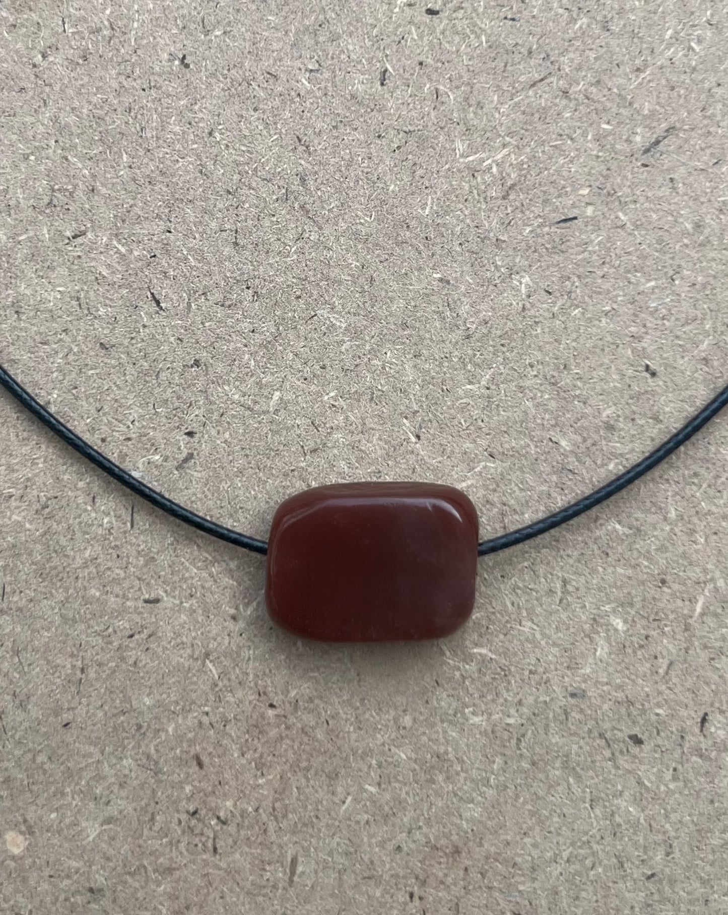 TINY BROWN GLASS RECTANGLE NECKLACE