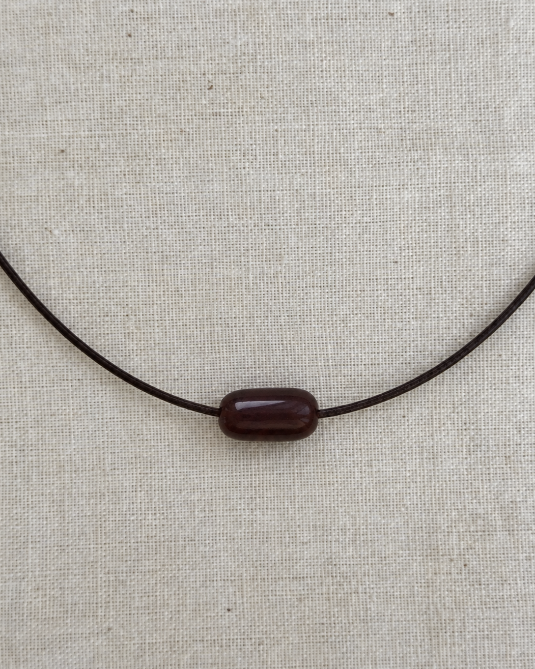 TINY BROWN GLASS BEAN NECKLACE